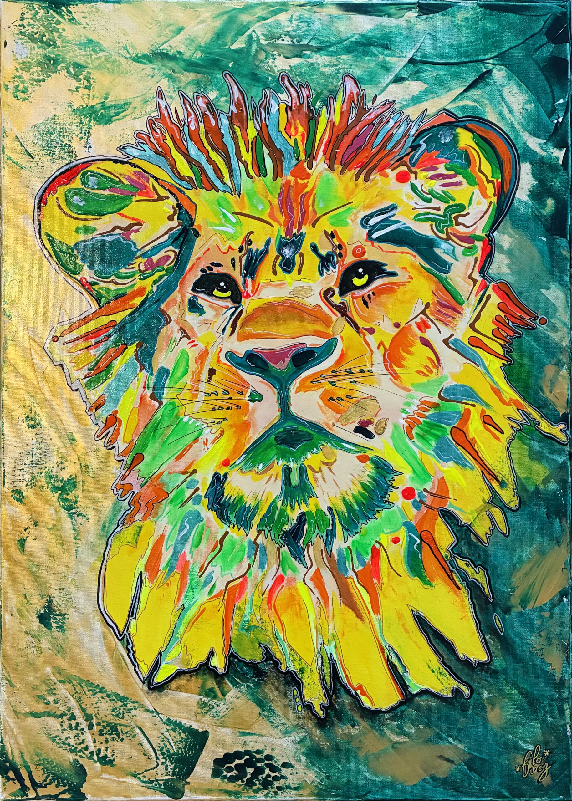 Tableau Peinture Pop Lion Animal